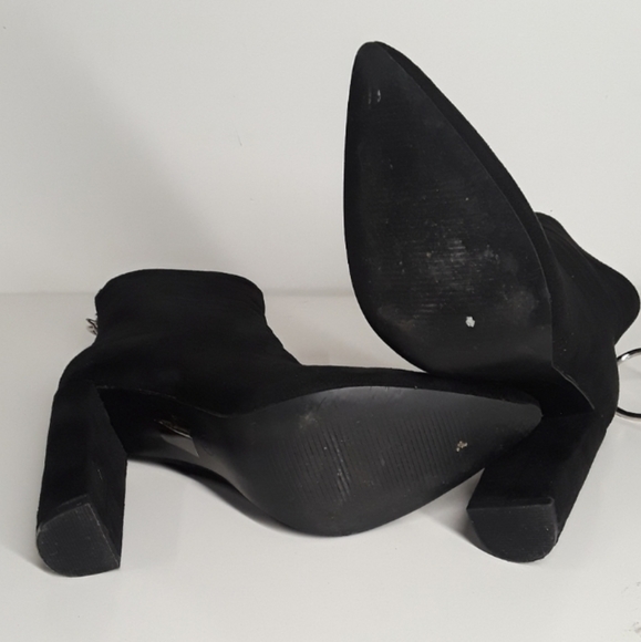 PUBLIC DESIRE Fleek Silver O Ring Zipper Black Faux Suede Ankle Boots 7 - Picture 10 of 13